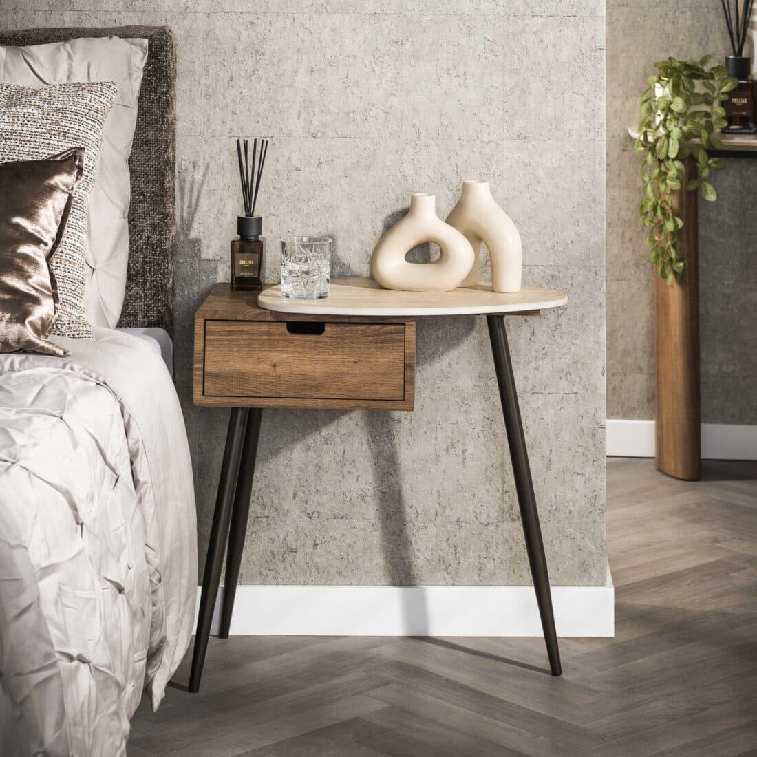 Zijlstra Nachtkastje Travino 1 Lade Rechts Keramiek Travertin