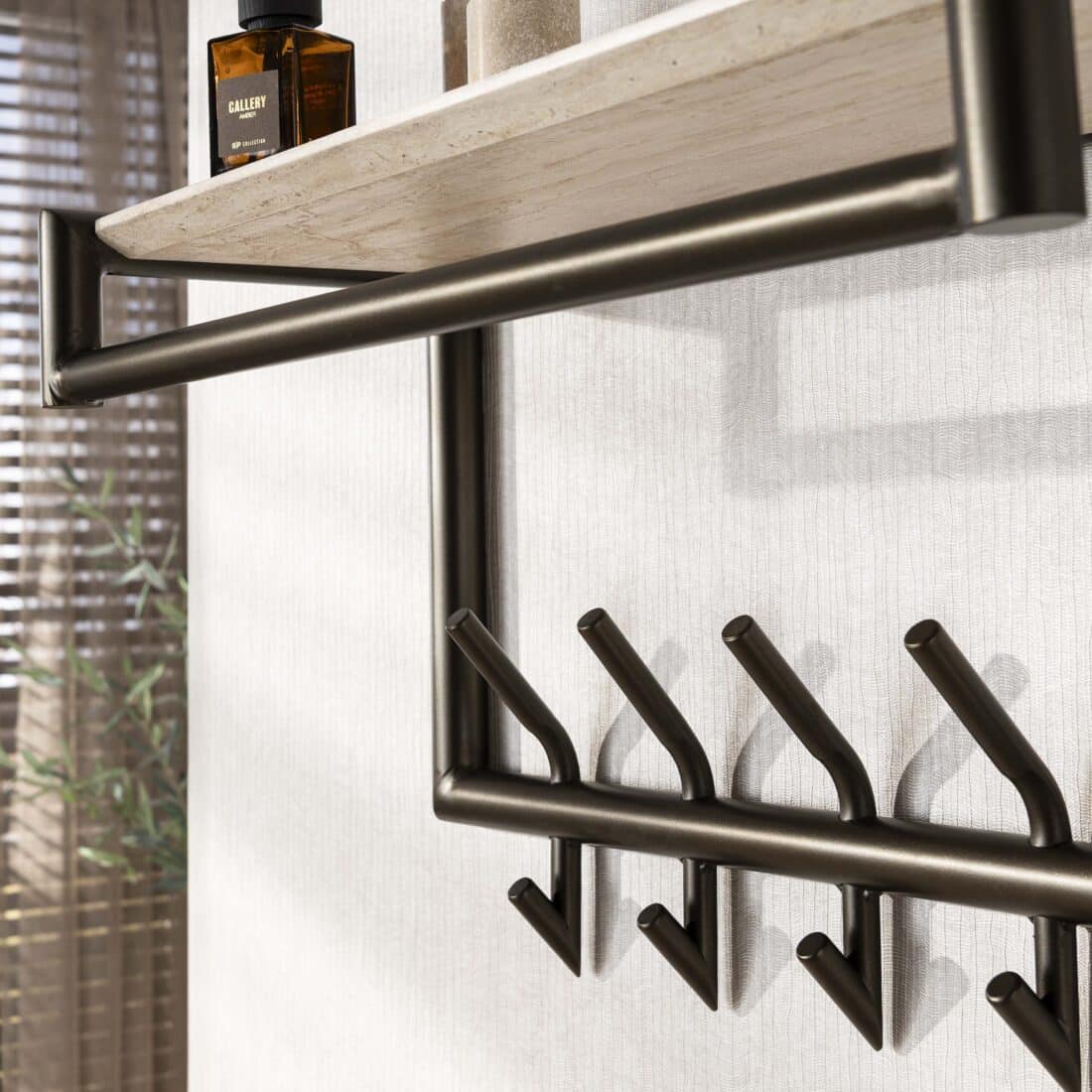 Zijlstra Kapstok Terra Roede En Hoedenplank 2 215 5 Haken 65cm Melamine Travertine