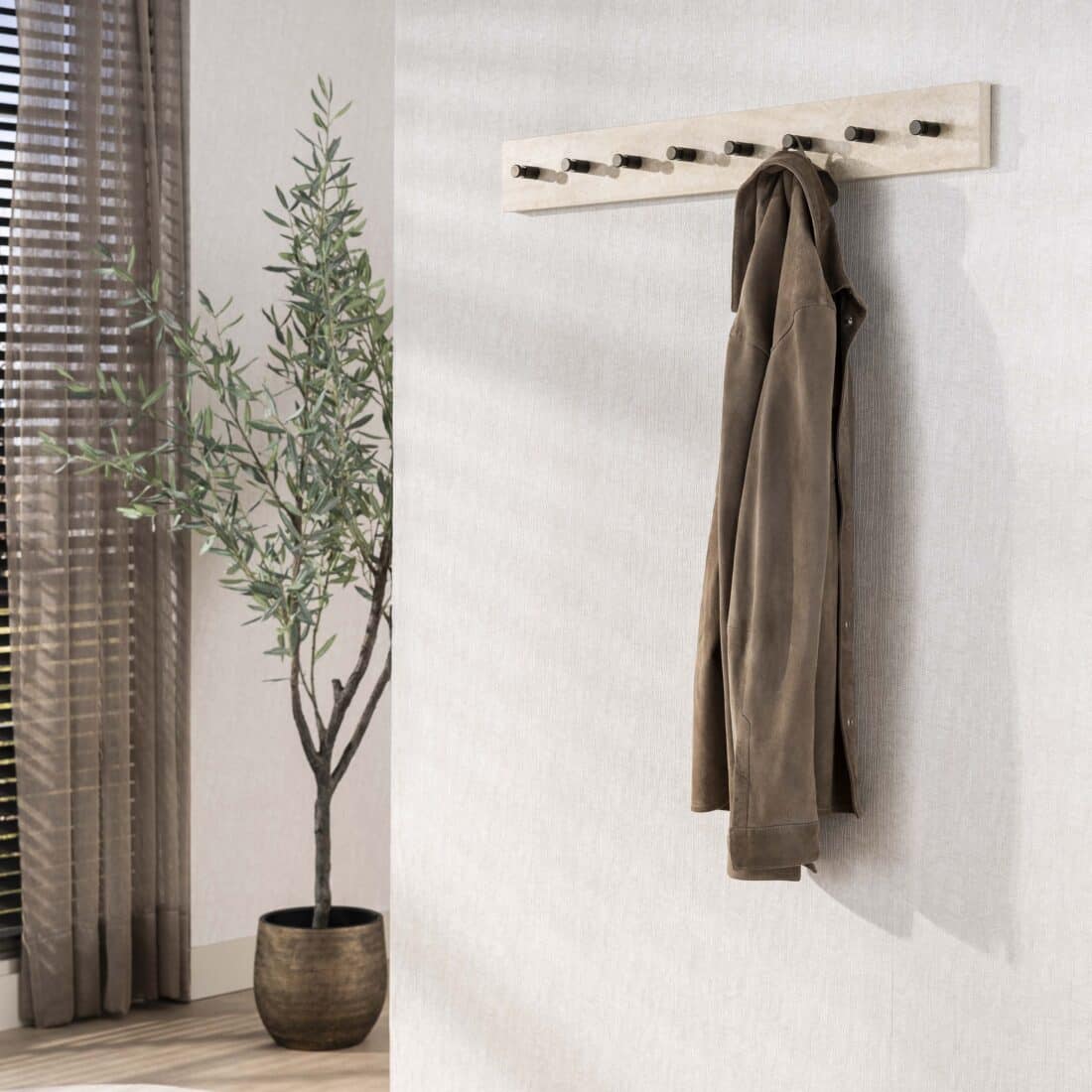 Zijlstra Kapstok Travino 8 Haken Keramiek Travertin