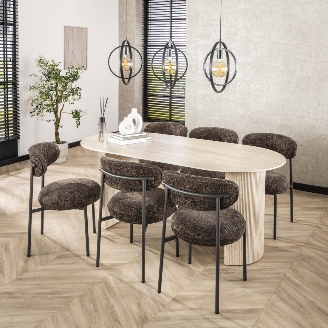 Zijlstra Eettafel Romano Arch Plat Ovaal 180cm Keramiek Travertin