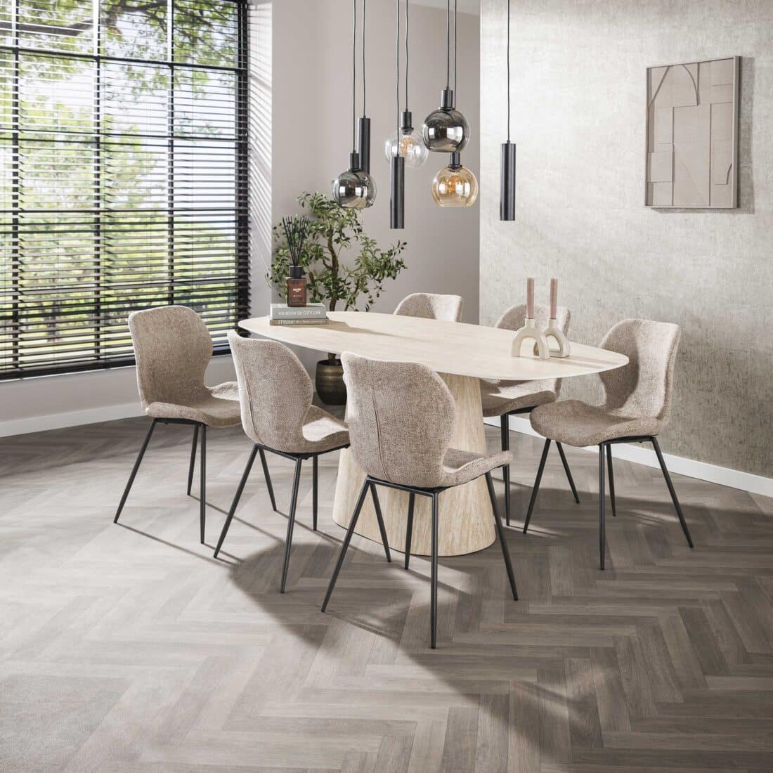 Zijlstra Eettafel Centro Deens Ovaal 180cm Keramiek Travertin