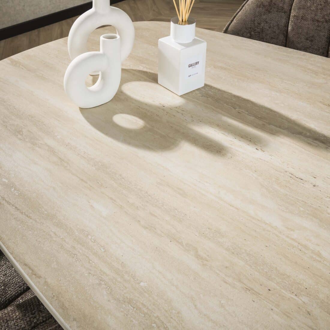 Zijlstra Eettafel Romano Cross Deens Ovaal 215cm 3d Keramiek Travertin