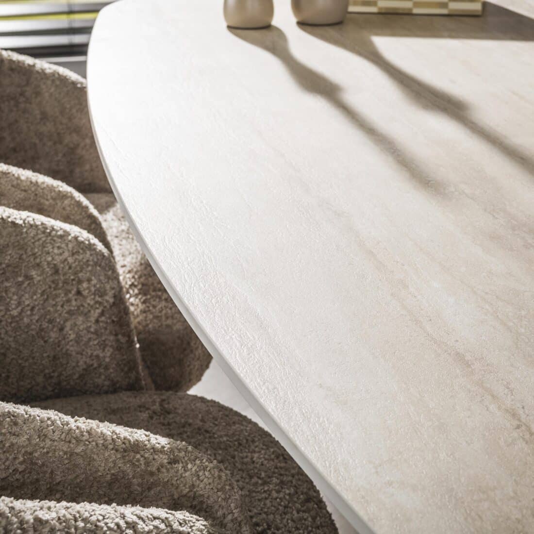 Zijlstra Eettafel Romano Centro Deens Ovaal 215cm 3d Keramiek Travertin