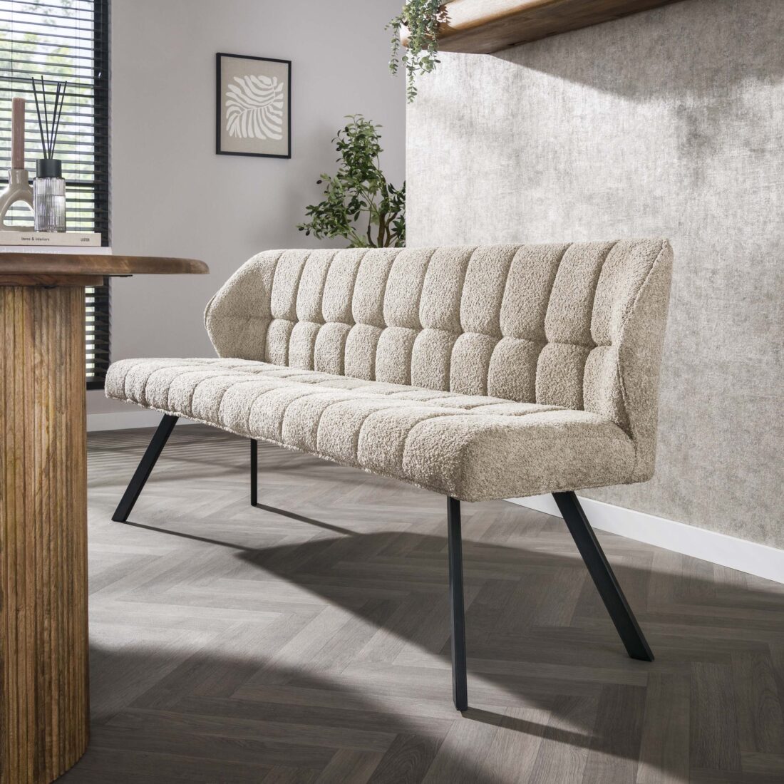 Zijlstra Eetkamerbank Raster Boucl Zand