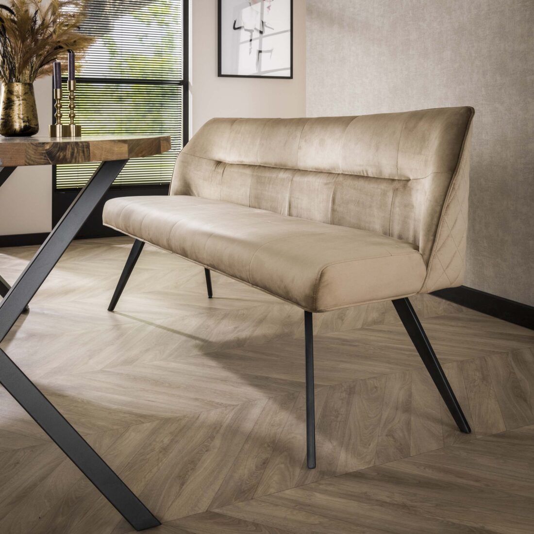 Zijlstra Eetkamerbank Pull Velours Champagne