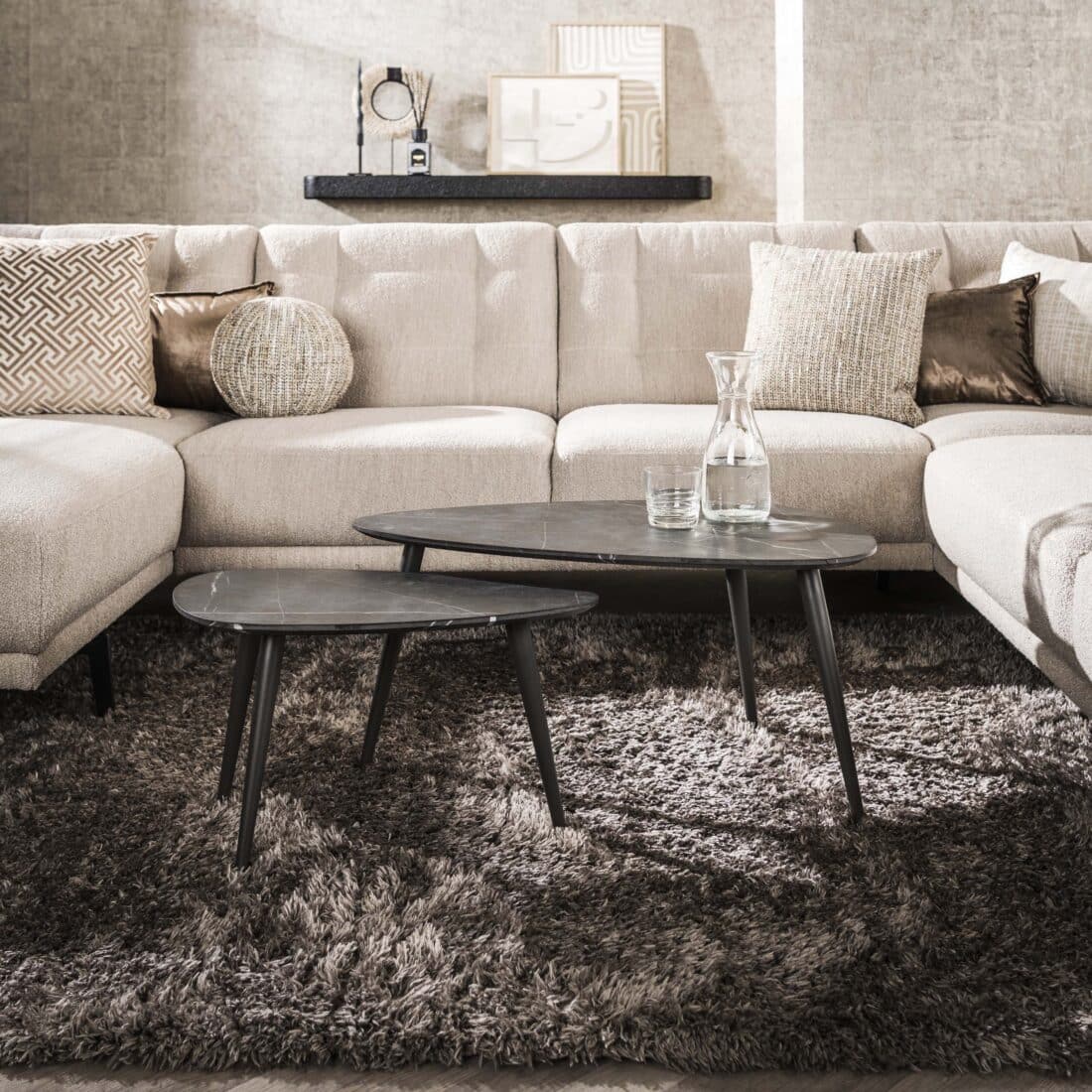 Zijlstra Salontafel Onyx Peervormig Set Van 2 3d Melamine Graphite