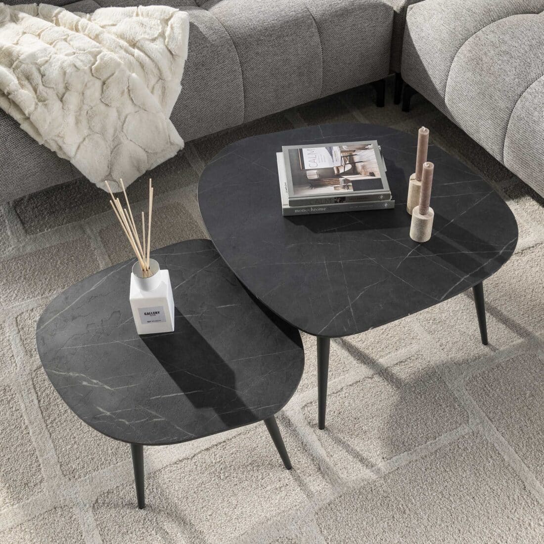 Zijlstra Salontafel Onyx Rock Set Van 2 3d Melamine Graphite
