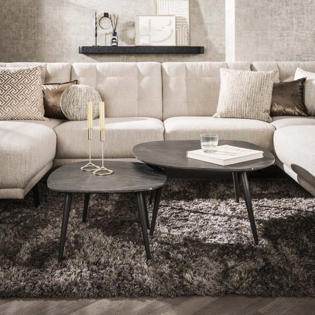 Zijlstra Salontafel Onyx Rock Set Van 2 3d Melamine Graphite