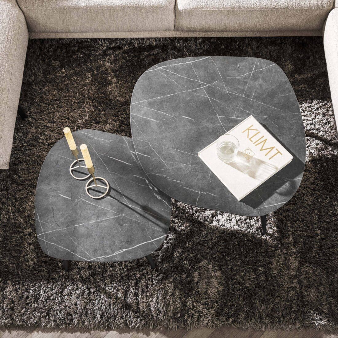 Zijlstra Salontafel Onyx Rock Set Van 2 3d Melamine Graphite