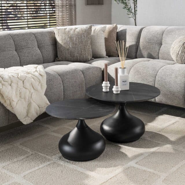 Zijlstra Salontafel Onyx Drop Set Van 2 3d Melamine Graphite