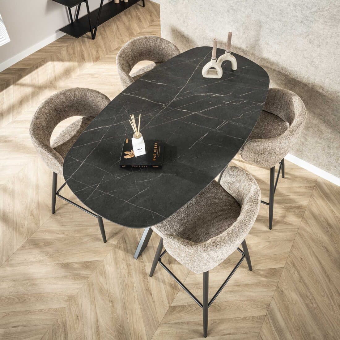 Zijlstra Bartafel Onyx Cross Deens Ovaal 140cm 3d Melamine Graphite