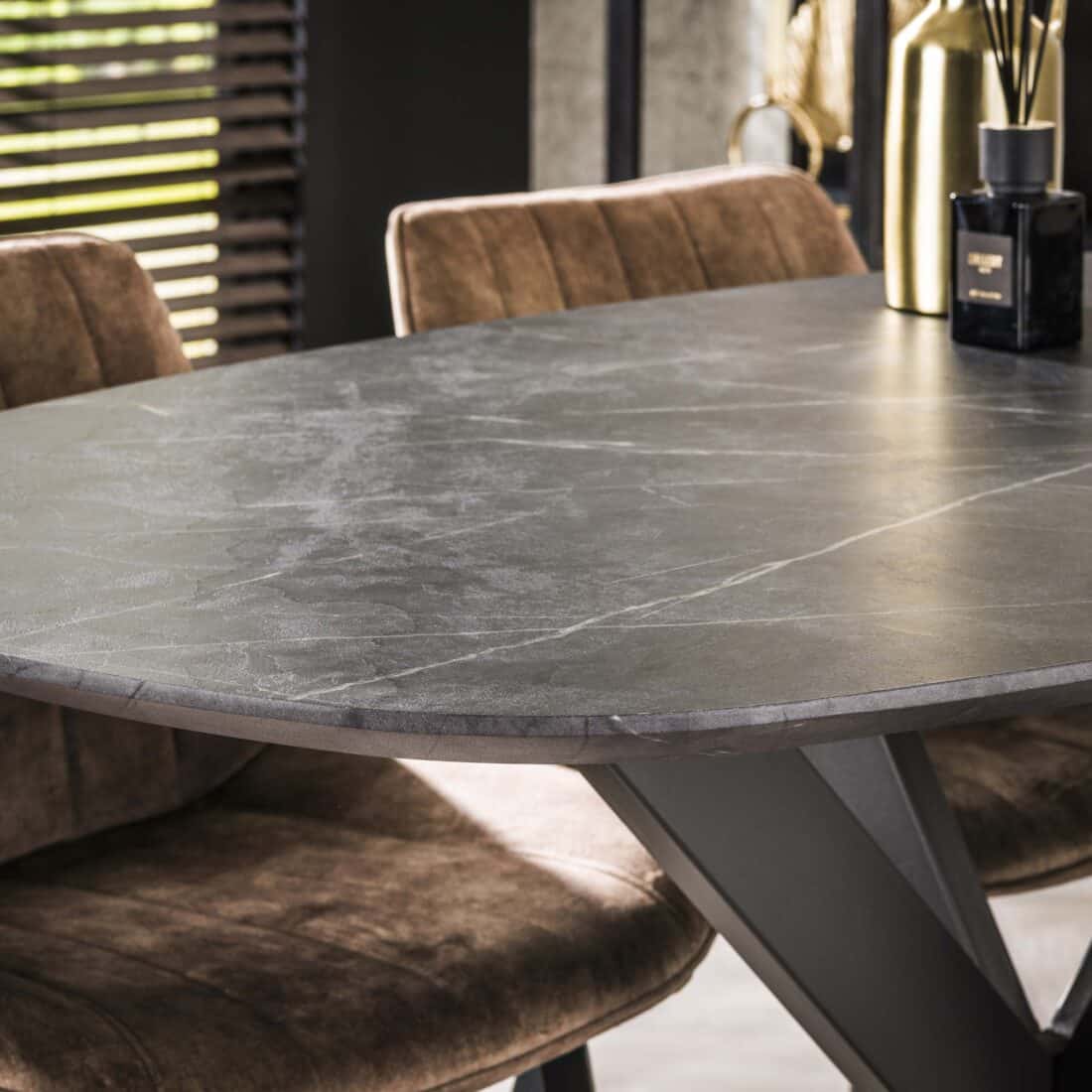 Zijlstra Bartafel Onyx Cross Deens Ovaal 140cm 3d Melamine Graphite