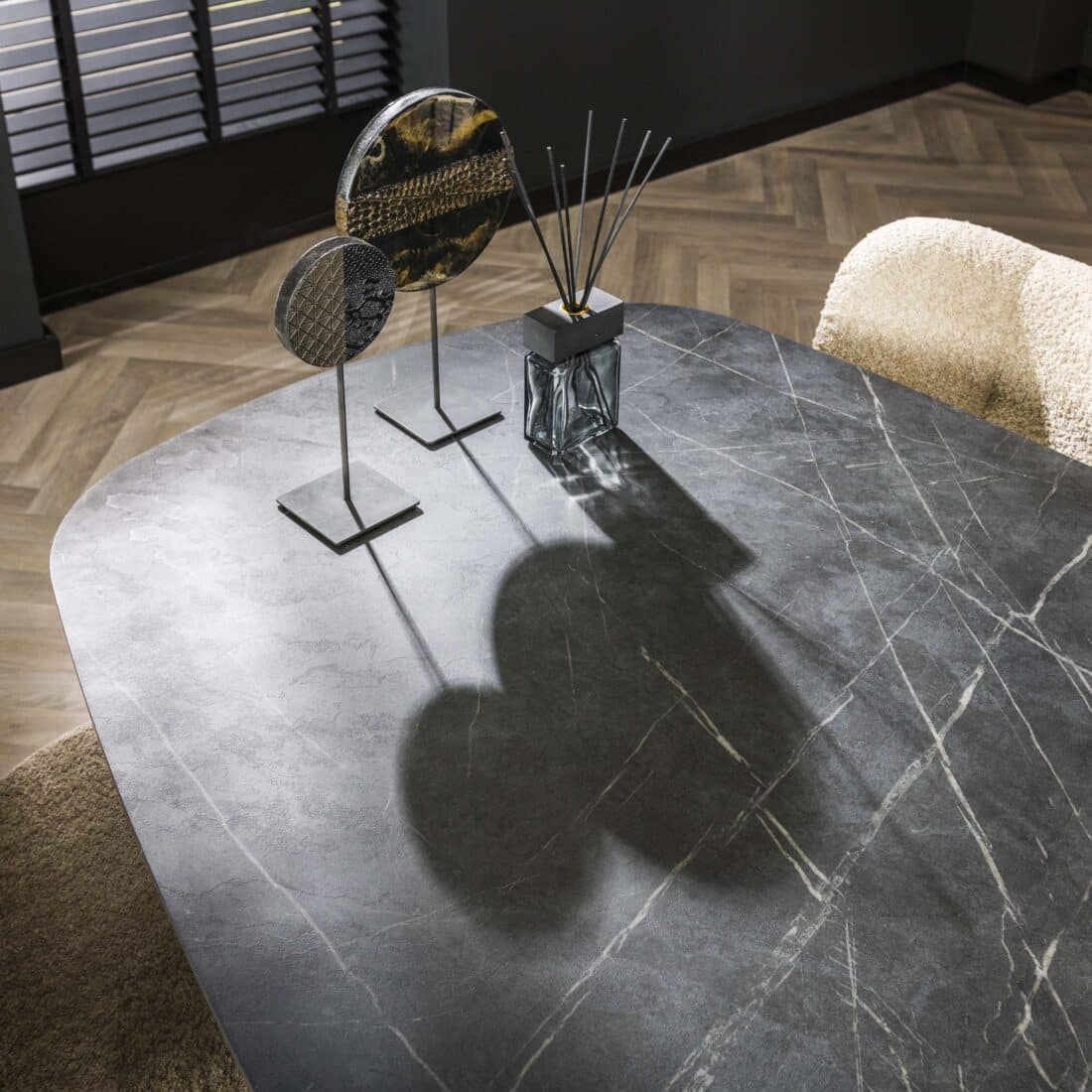 Zijlstra Eettafel Onyx Cross Deens Ovaal 215cm 3d Melamine Graphite