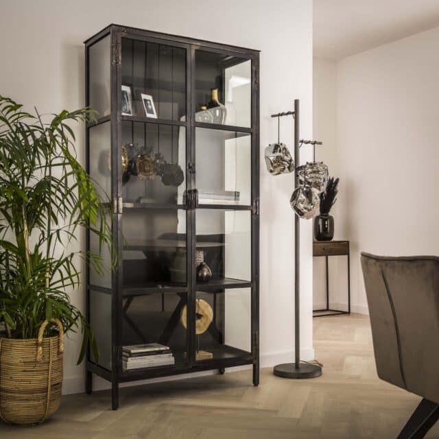 Zijlstra Vitrinekast Rift Metal 2 Deuren Gunmetal