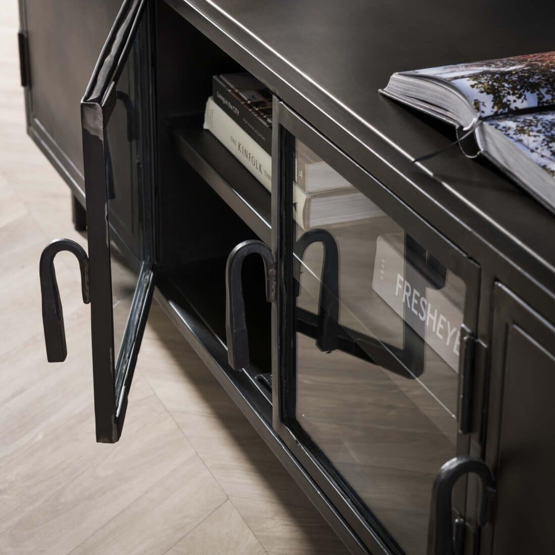 Zijlstra Tv Meubel Rift Metal 4 Deuren Gunmetal