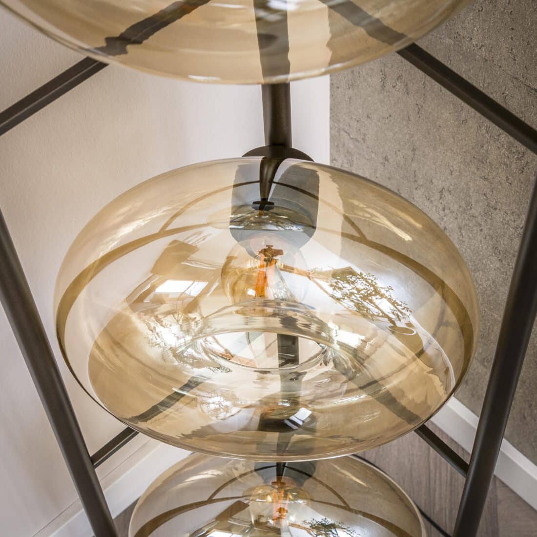 Zijlstra Vloerlamp Soll 4 Lichts Amber Glas