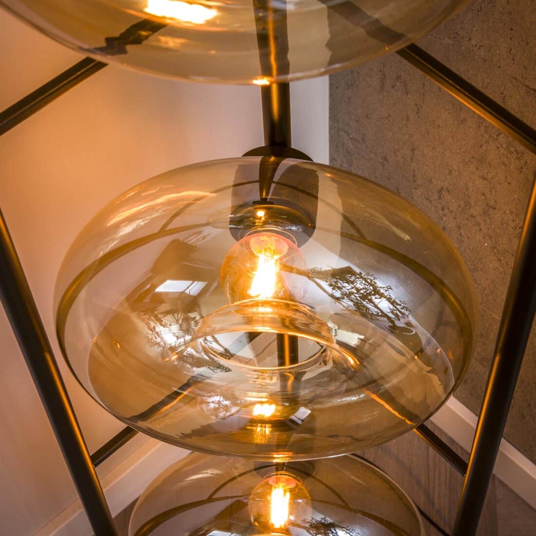 Zijlstra Vloerlamp Soll 4 Lichts Amber Glas