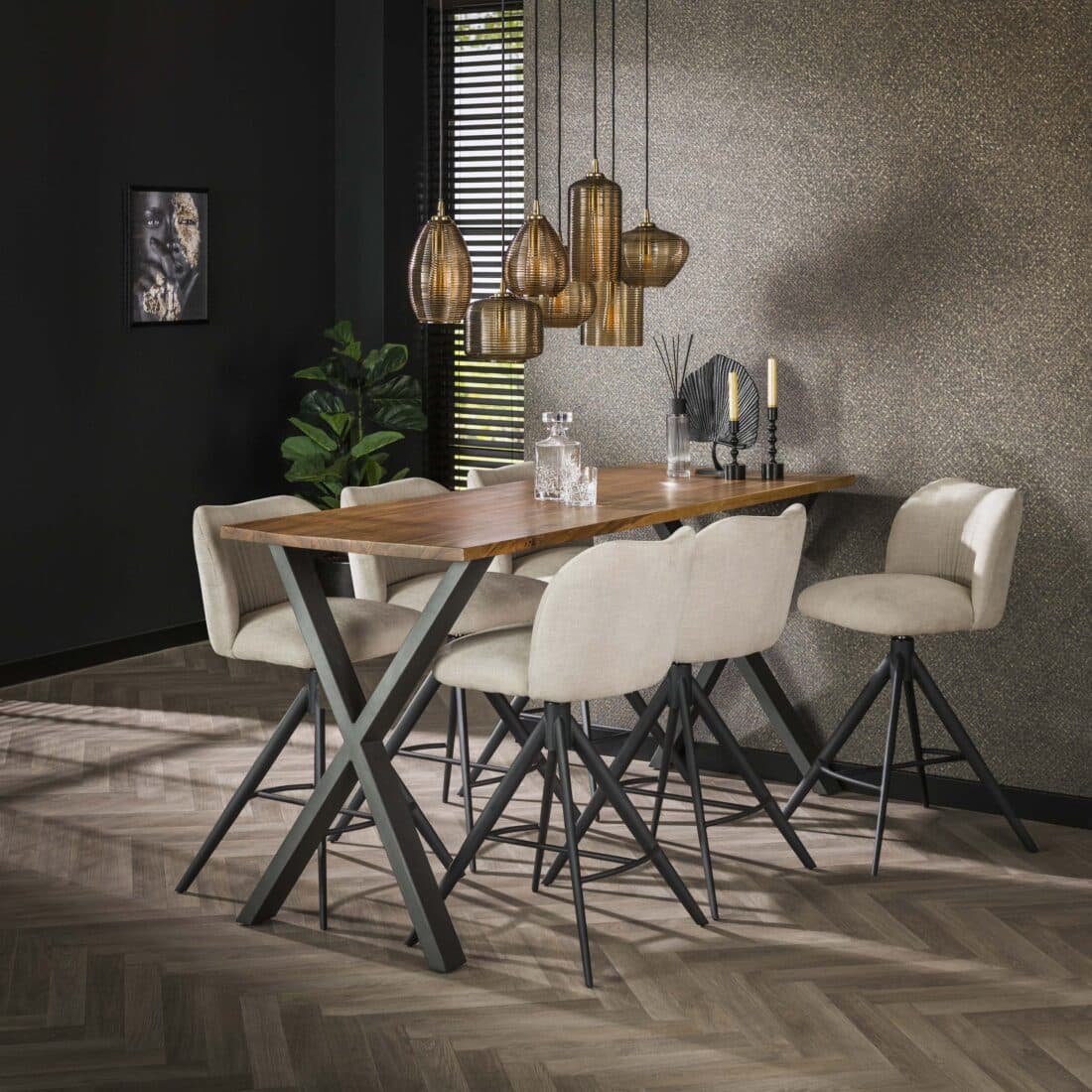 Zijlstra Hanglamp Stripe Horizontal 4 3 Lichts Amber Glas