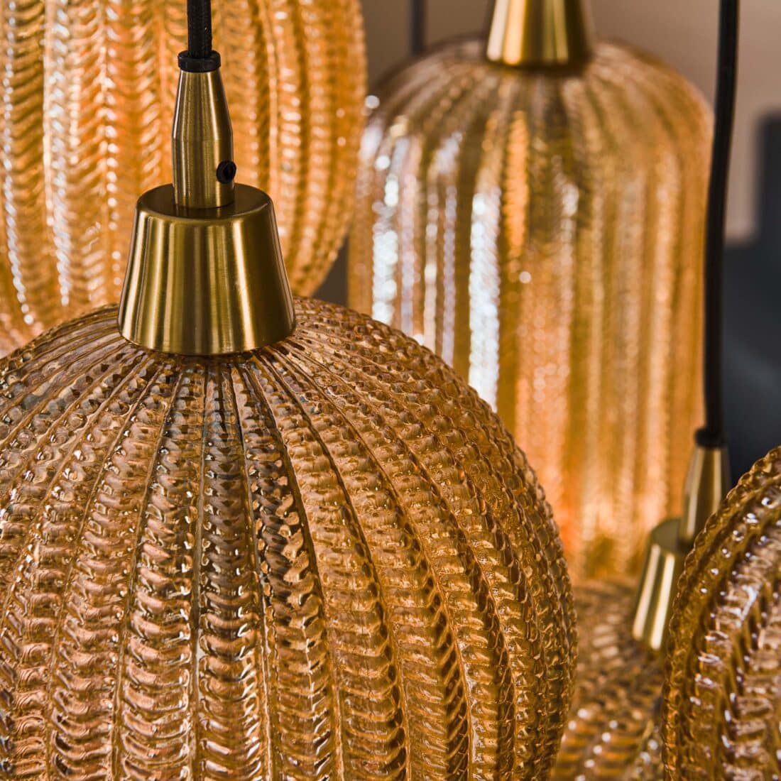 Zijlstra Hanglamp V Shape 4 3 Lichts Amber Glas