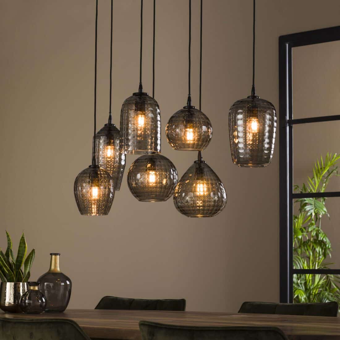 Zijlstra Hanglamp Hexagon 4 3 Lichts Smoke Grey Glas