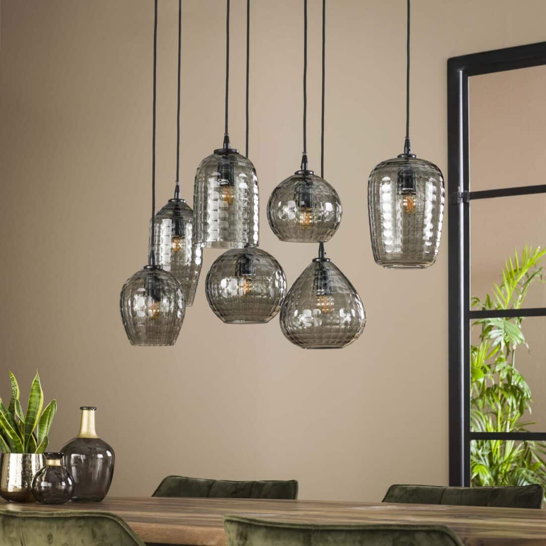 Zijlstra Hanglamp Hexagon 4 3 Lichts Smoke Grey Glas