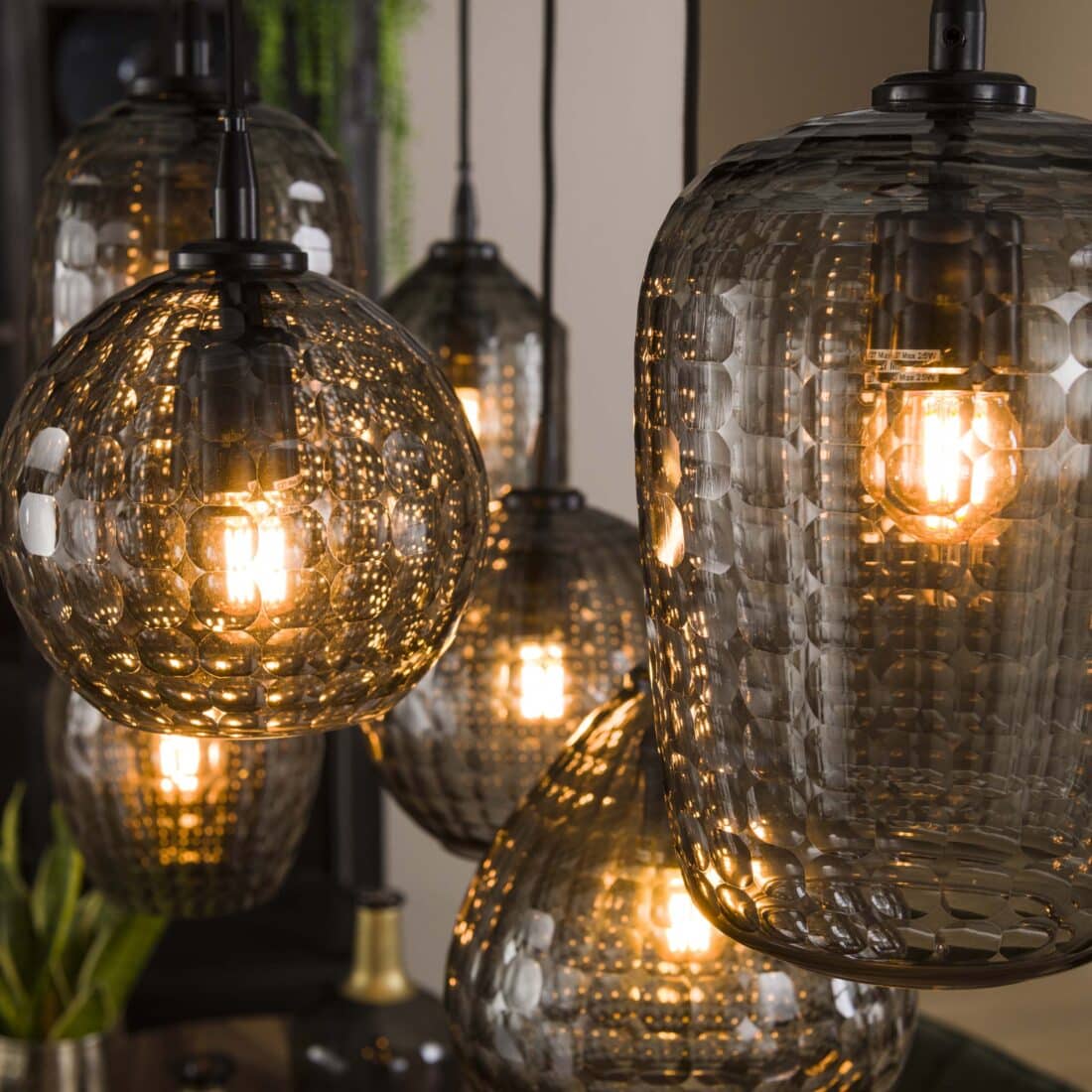 Zijlstra Hanglamp Hexagon 4 3 Lichts Smoke Grey Glas