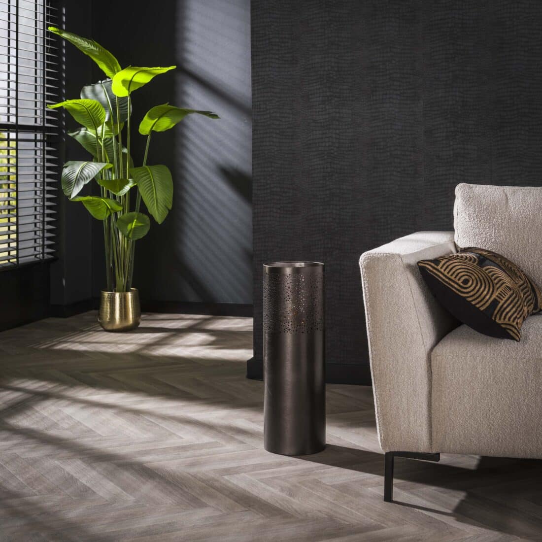 Zijlstra Vloerlamp Cylinder Glow 1 Lichts 60cm Zwart Nikkel