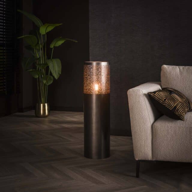 Zijlstra Vloerlamp Cylinder Glow 1 Lichts 90cm Zwart Nikkel