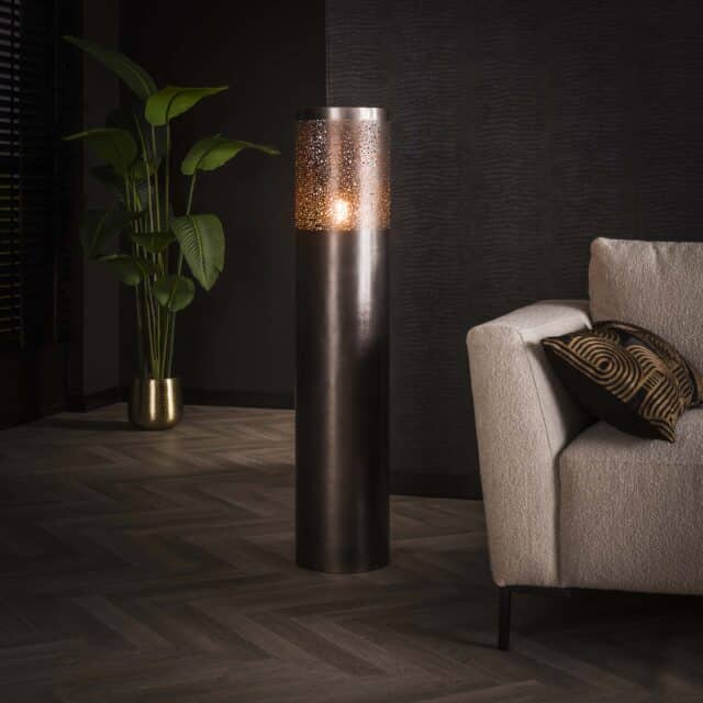 Zijlstra Vloerlamp Cylinder Glow 1 Lichts 120cm Zwart Nikkel