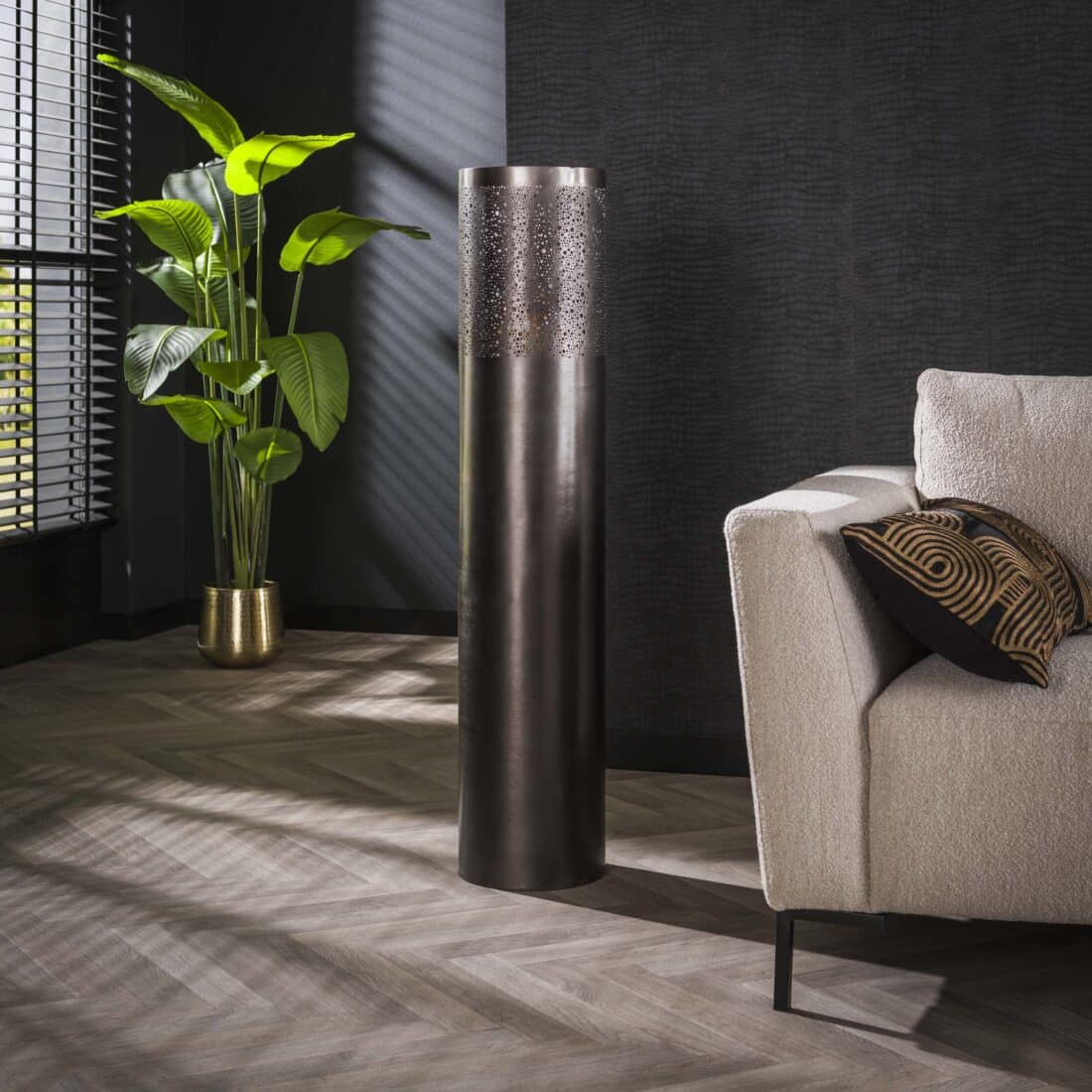 Zijlstra Vloerlamp Cylinder Glow 1 Lichts 120cm Zwart Nikkel