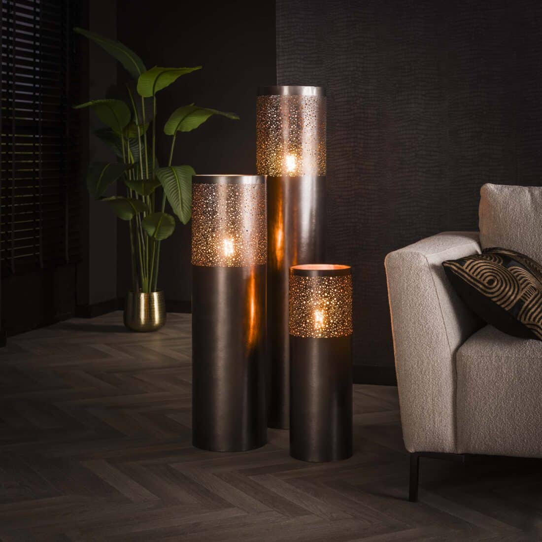 Zijlstra Vloerlamp Cylinder Glow 1 Lichts 120cm Zwart Nikkel