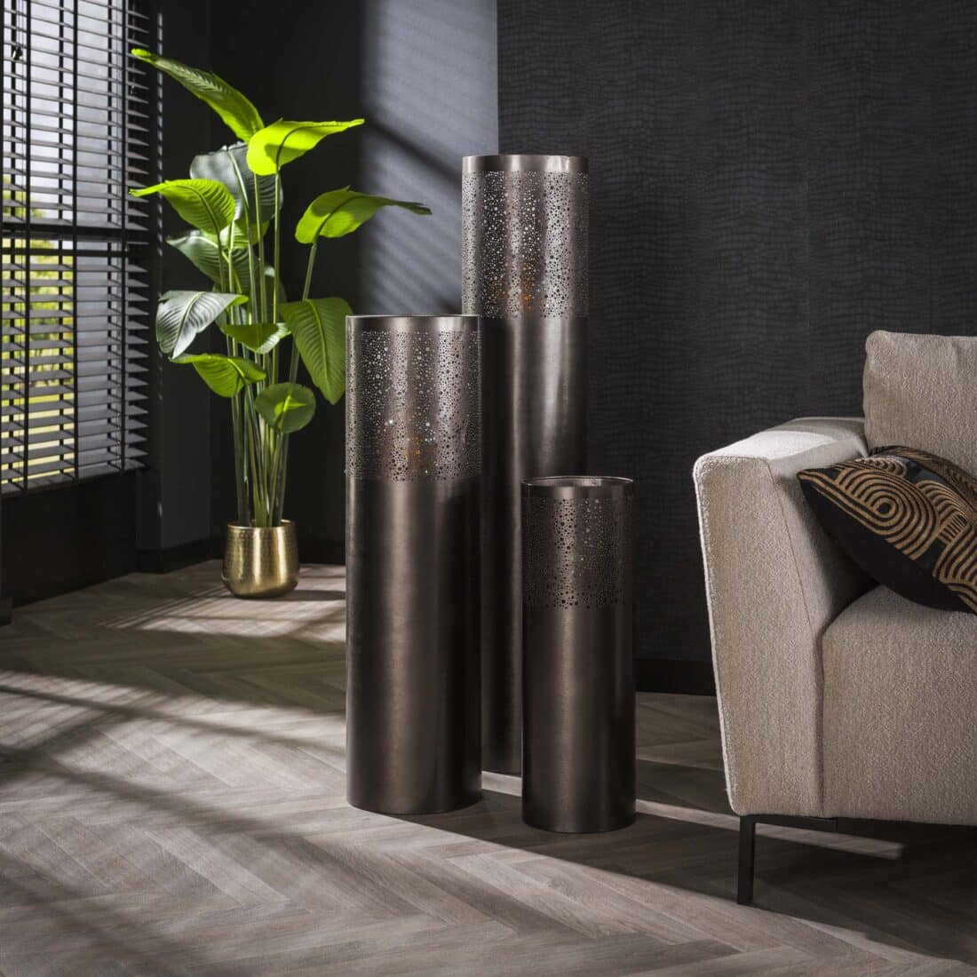 Zijlstra Vloerlamp Cylinder Glow 1 Lichts 120cm Zwart Nikkel