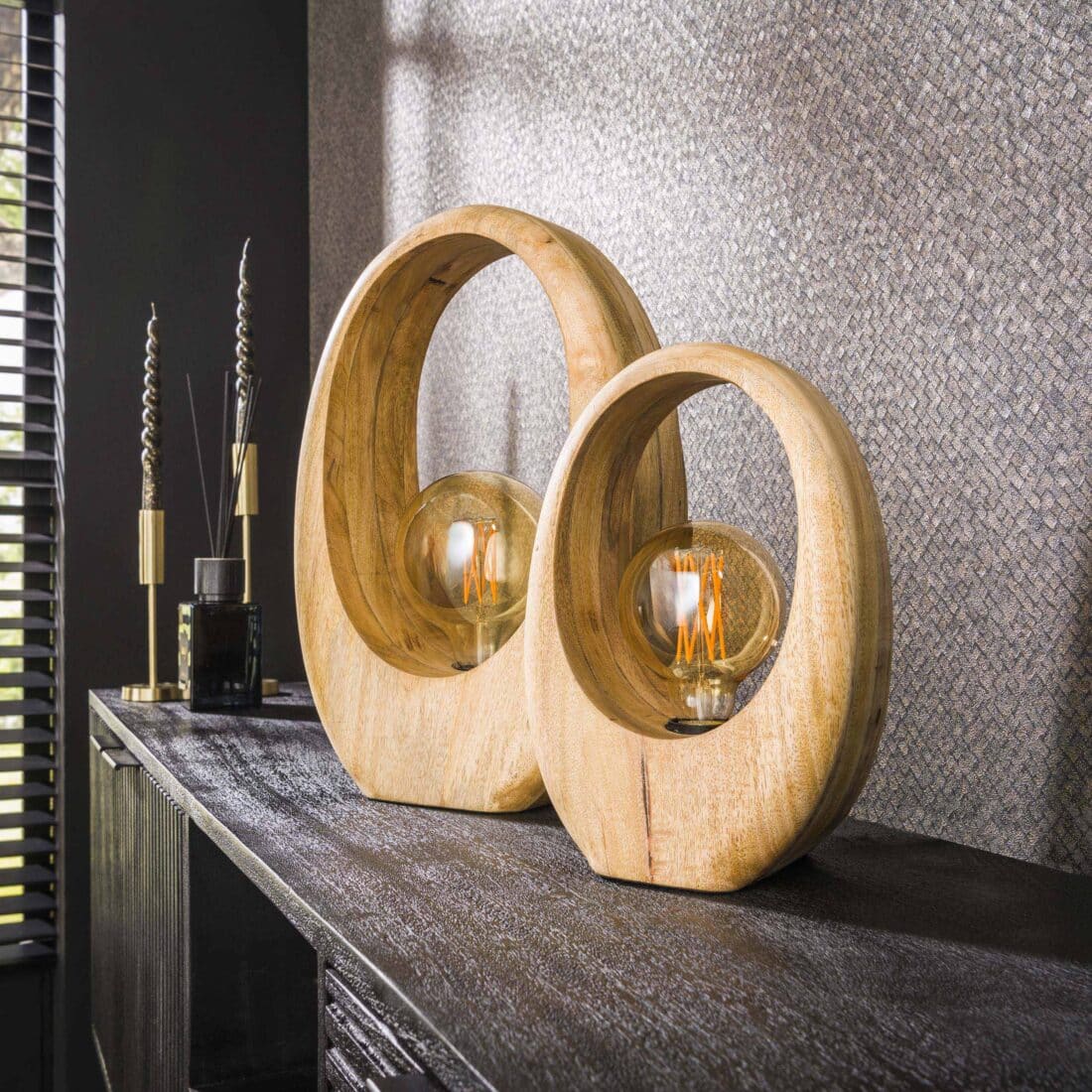 Zijlstra Tafellamp Arch Wood 1 Lichts Massief Mango