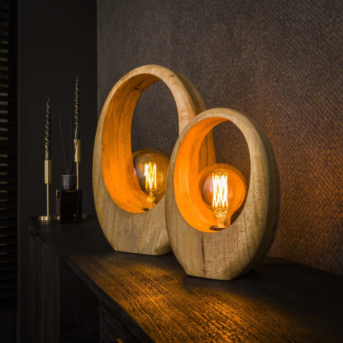 Zijlstra Tafellamp Arch Wood L 1 Lichts Massief Mango