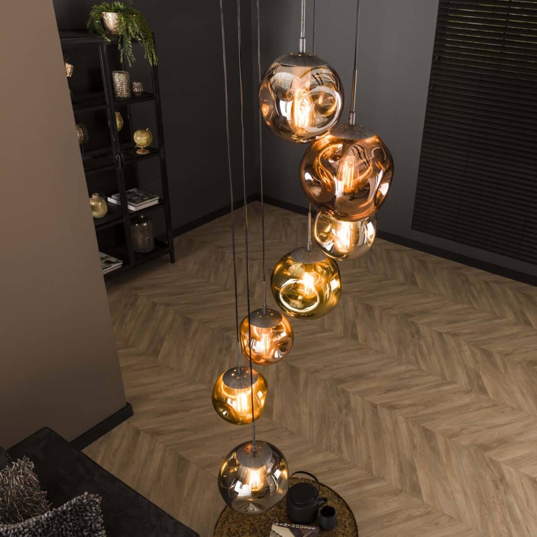 Zijlstra Hanglamp Stellar Getrapt 7 Lichts Oud Zilver