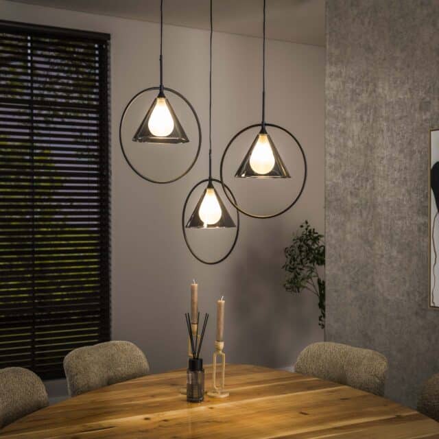 Zijlstra Hanglamp Conic Getrapt 3 Lichts Smoke Grey Glas
