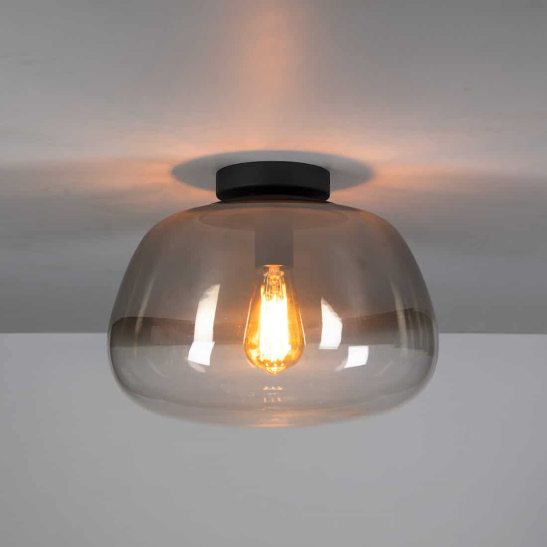 Zijlstra Plafondlamp Pulse Shaded 1 Lichts Smoke Grey Glas
