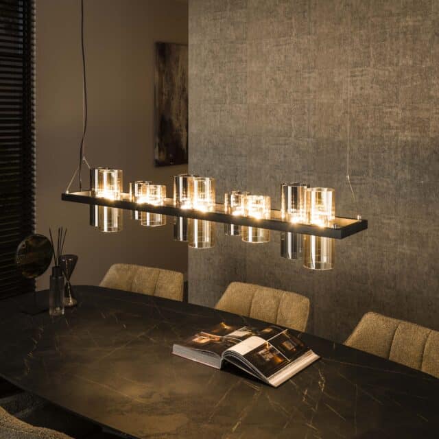 Zijlstra Hanglamp Cylinder Glass 10 Light Artic Zwart