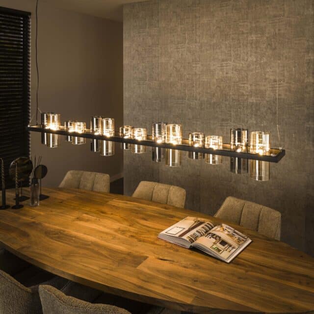 Zijlstra Hanglamp Cylinder Glass 14 Lichts Artic Zwart