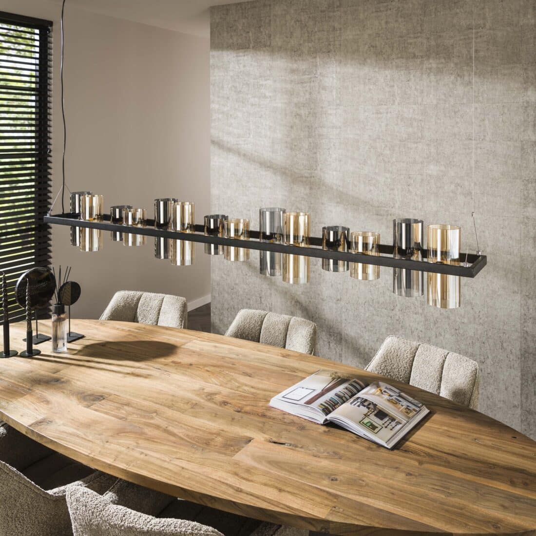 Zijlstra Hanglamp Cylinder Glass 14 Lichts Artic Zwart