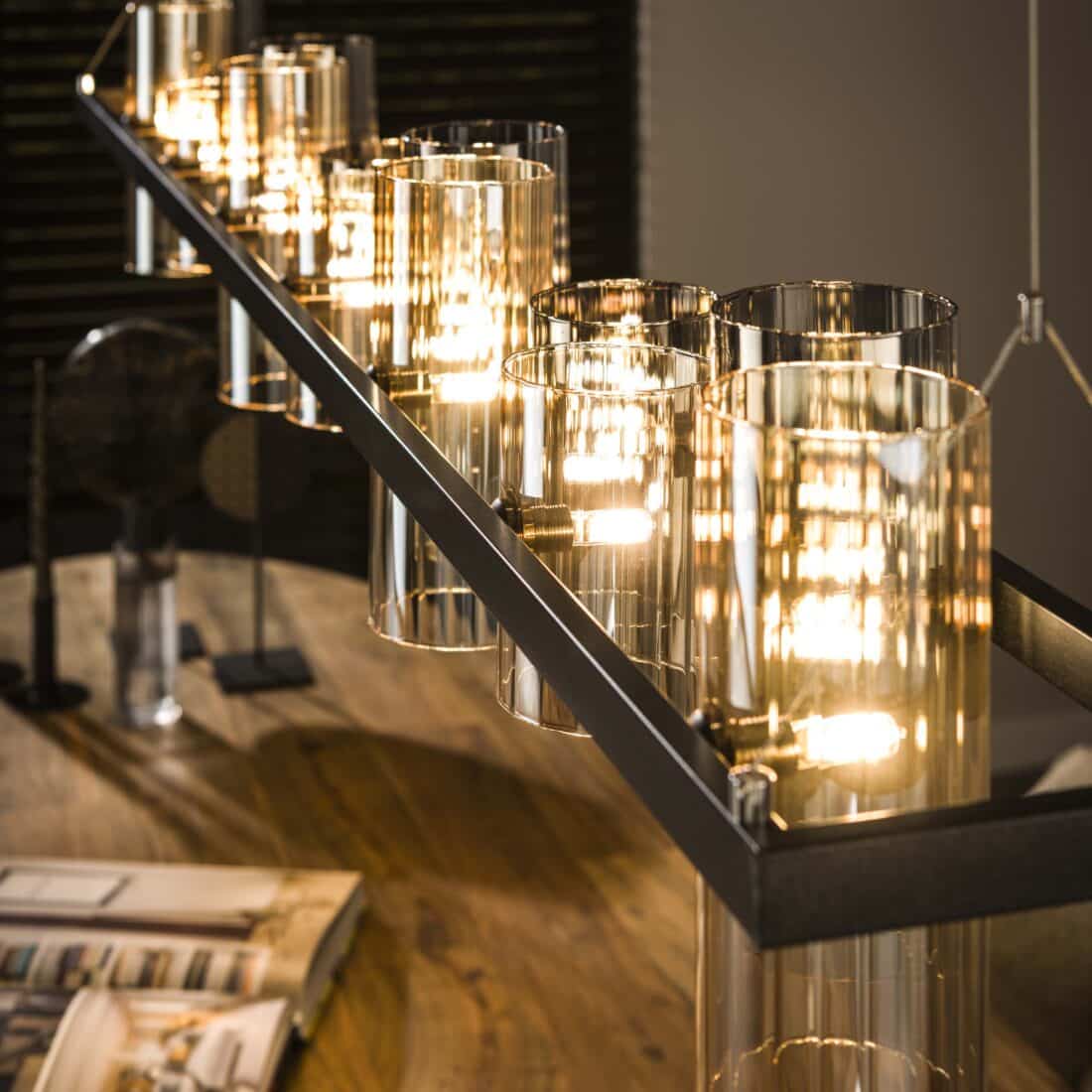 Zijlstra Hanglamp Cylinder Glass 14 Lichts Artic Zwart