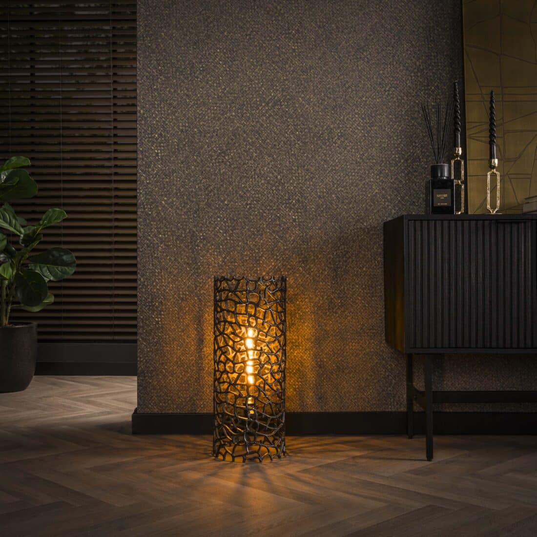 Zijlstra Vloerlamp Weaver 1 Lichts Zwart Nikkel