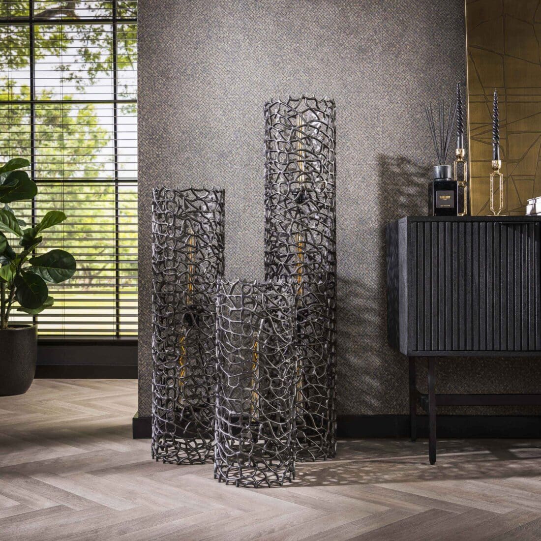 Zijlstra Vloerlamp Weaver L 2 Lichts Zwart Nikkel