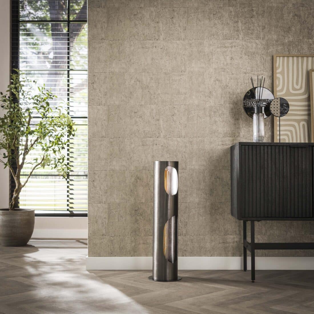 Zijlstra Vloerlamp Organic Cylinder 2 Lichts Zwart Nikkel