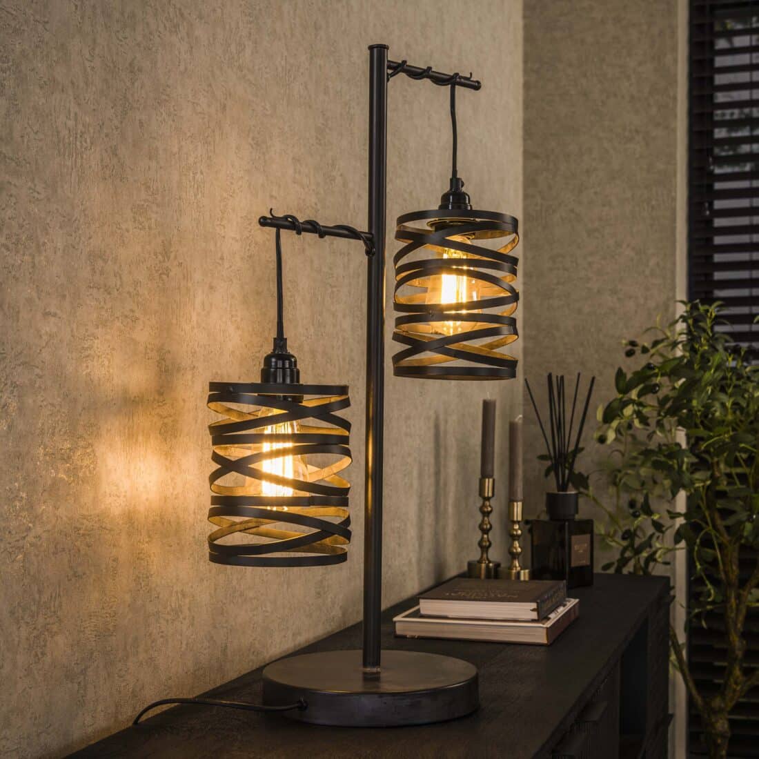 Zijlstra Tafellamp Spindle 2 Lichts Slate Grey