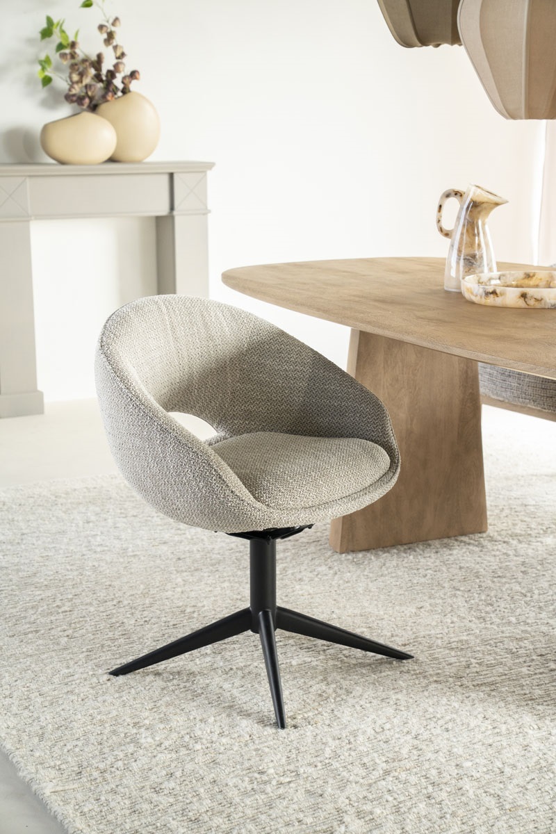 Eleonora eetkamerstoel Nol met arm taupe Eleonora eetkamerstoel Nol met arm taupe