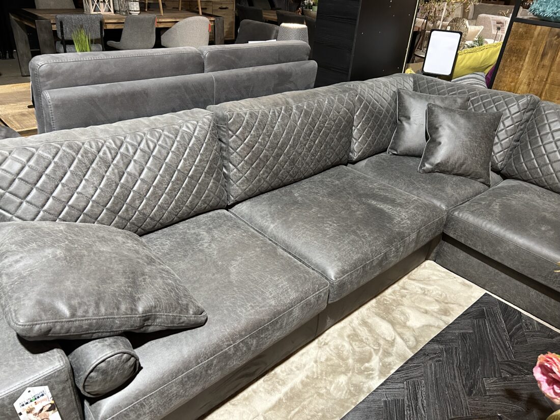 SHOWMODEL UrbanSofa hoekbank Giorno Galardo Leder Dark Grey