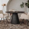 Tower Living eettafel Premana rond zwart mangohout