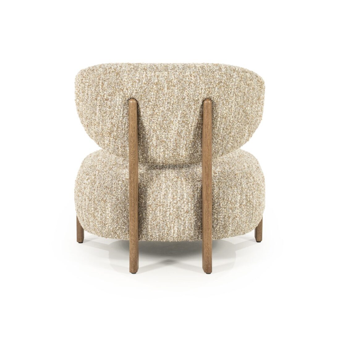 achterkant Eleonora fauteuil Reza beige onderstel bruin achterkant Eleonora fauteuil Reza beige onderstel bruin
