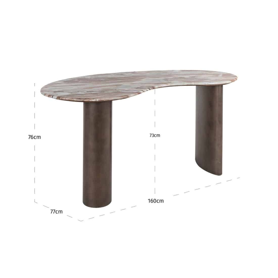 afmetingen Richmond Interiors bureau Brando 160 cm marmer